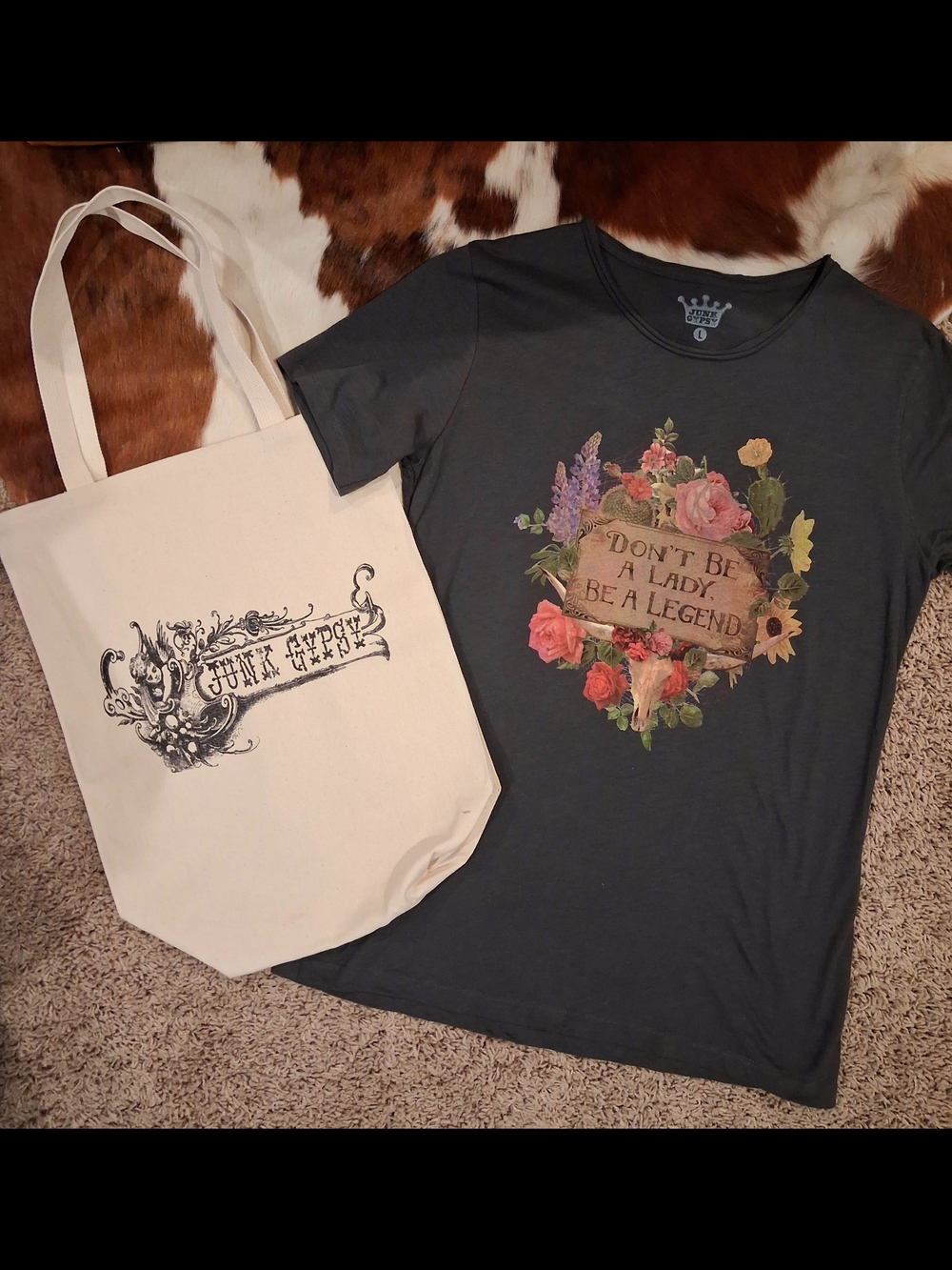 JUNK GYPSY Graphic Tee  'Don't Be A Lady' Print and Tote